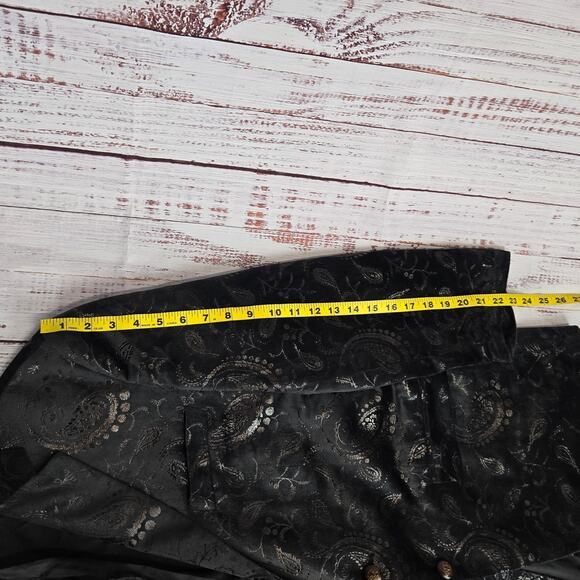 Cloudstyle Womens Black Velvet Blazer L Metallic Embossed Dark Academia Jacket - Picture 10 of 11